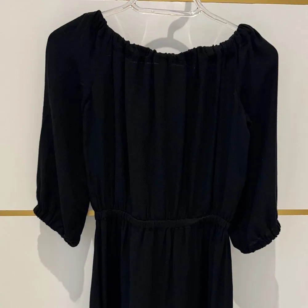 SPLENDID Black Off-Shoulder 3/4 Sleeve Dress empire waist XS
